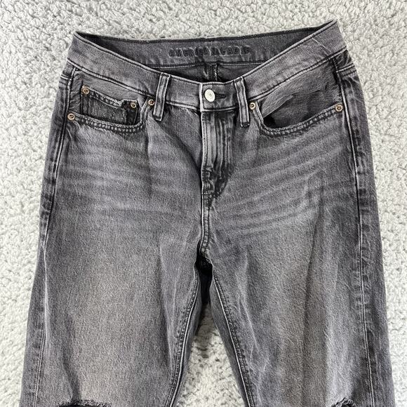 AMERICAN EAGLE 90s BOOTCUT JEANS WOMENS 2 BLACK DISTRESSED 28” WAIST 29” INSEAM - Picture 2 of 15